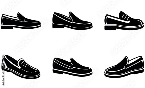 Stylish Classic Loafer Shoes: A Set of Silhouette Icons