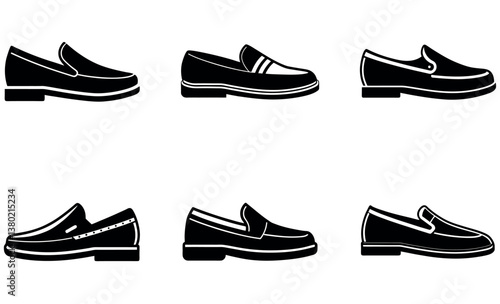Stylish Classic Loafer Shoes: A Set of Silhouette Icons