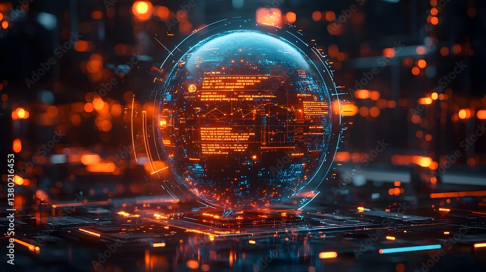 Holographic Globe Displaying Dynamic Environmental Data Holographic Globe Displaying Dynamic Environmental Data