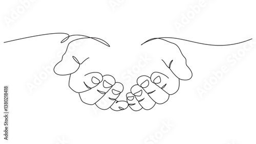 Minimalist Line Art Illustration of Cupped Hands Representing Giving or Receiving