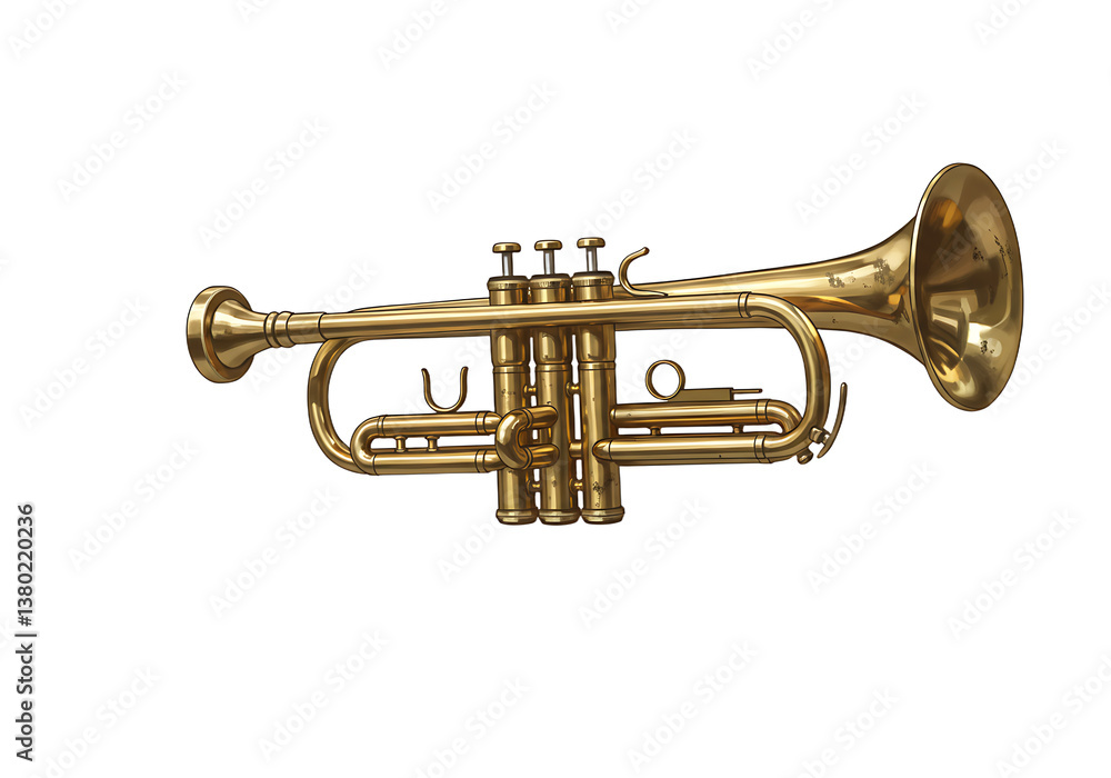Obraz premium Isolated Golden Trumpet Illustration on White Background for Musical Themes