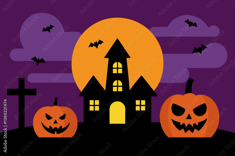halloween background with pumpkin and bats halloween background with pumpkin and bats