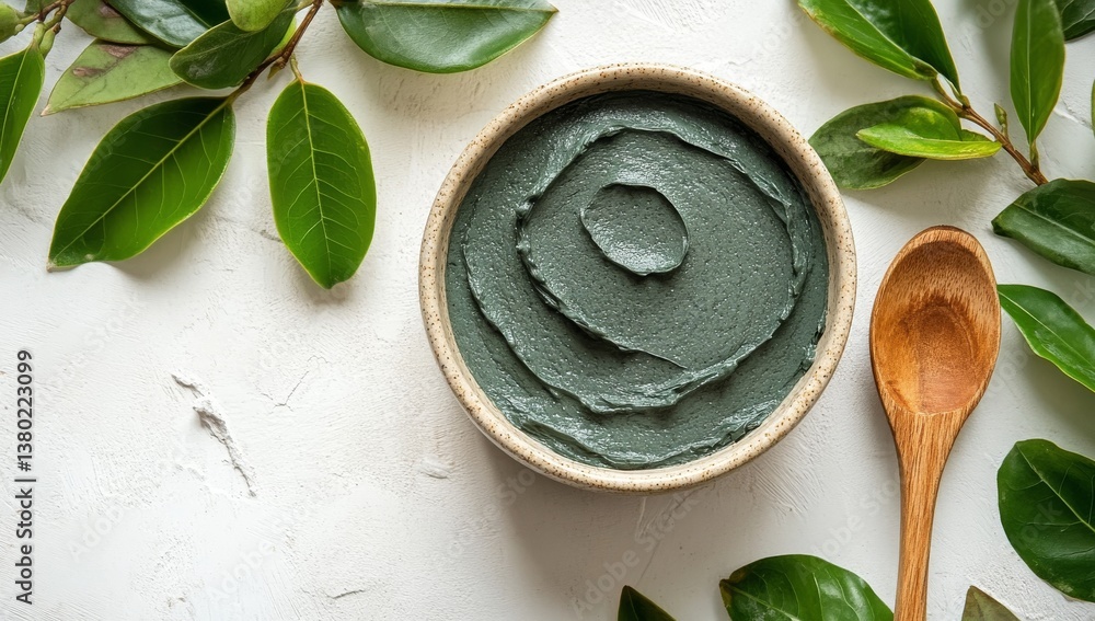 custom made wallpaper toronto digitalA clay mask in a bowl, paired with a wooden spatula. This is a natural skincare and beauty cosmetic product