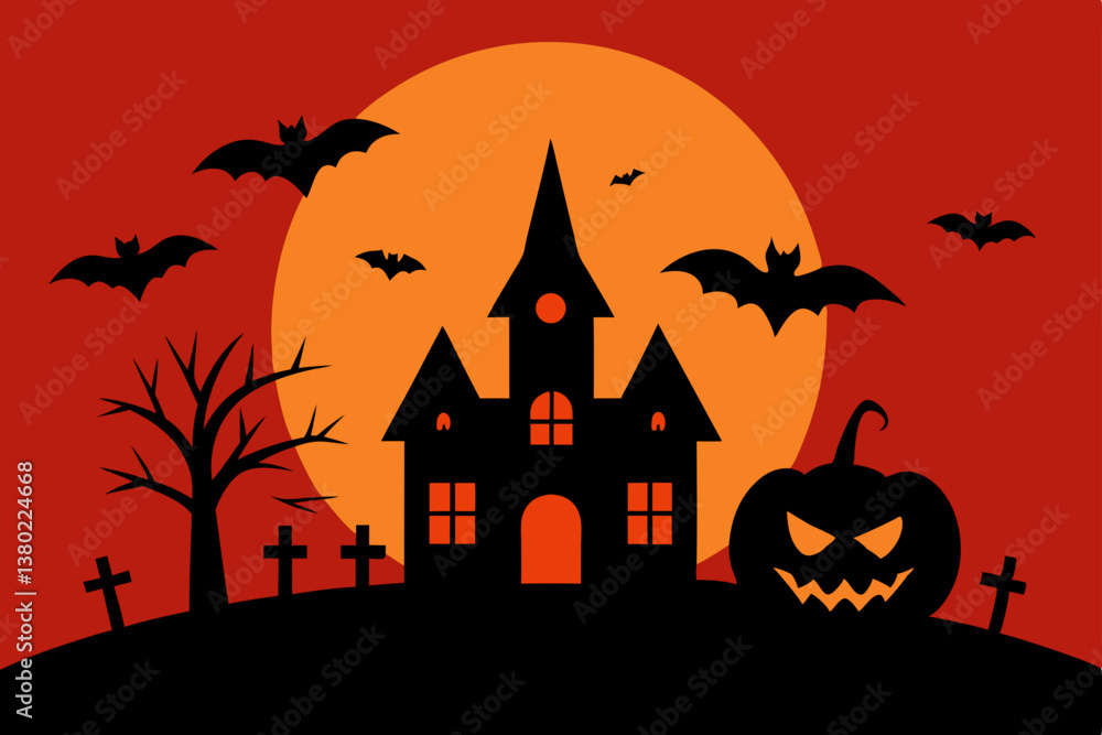 halloween background with pumpkin and bats halloween background with pumpkin and bats