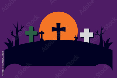 halloween illustration with cemetery