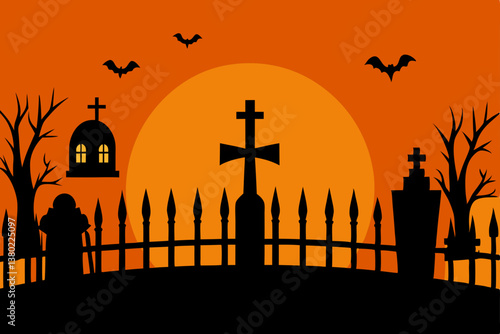 cemetery at sunset