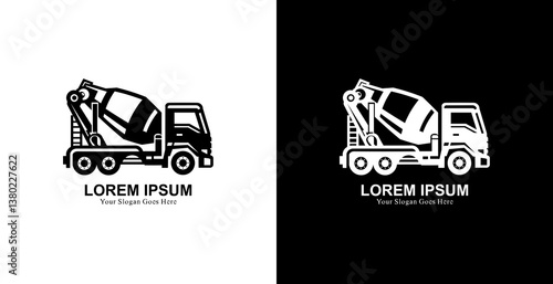 Concrete mixer truck logo design with modern style