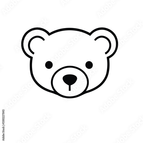 Adobe Illustrator Artwork Cute Black Line Art Teddy Bear Head Illustration