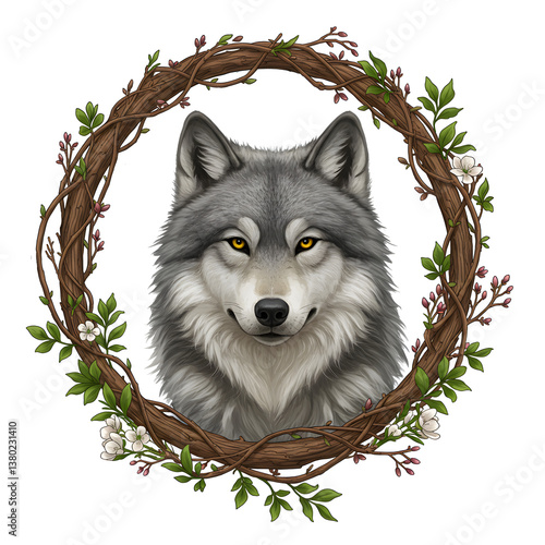 A majestic portrait of a grey wolf 