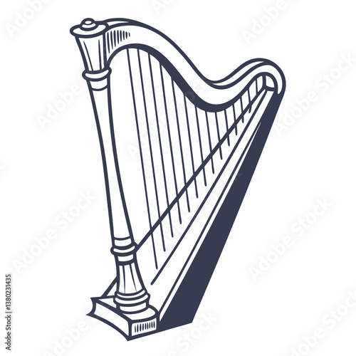 harp logo icon design template vector Free Vector