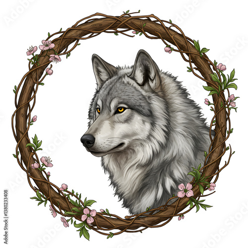 A majestic portrait of a grey wolf 
