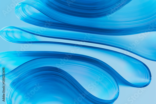 Abstract design of blue glass textured waves with a fluid and modern appearance