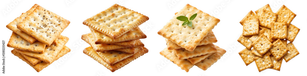 Savory crackers isolated on transparent background. PNG ,Set of Savory crackers isolated on transparent background. PNG ,Set of