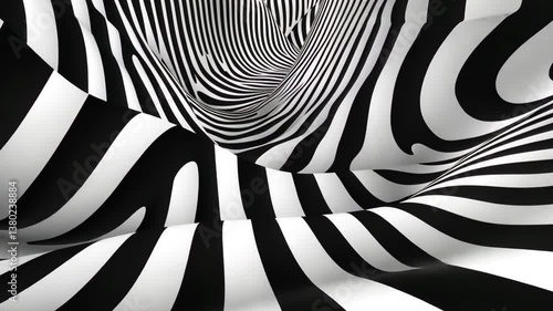 A clean vector illustration of optical illusion waves creating depth and flow.