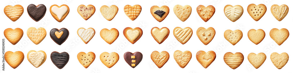 Heart shapes cookies and biscuit isolated on transparent background. PNG ,Set of Heart shapes cookies and biscuit isolated on transparent background. PNG ,Set of
