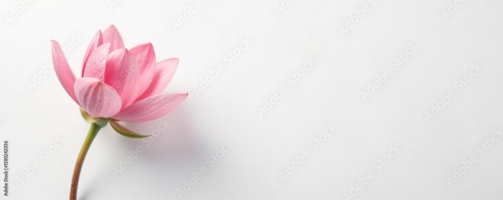 Delicate flower petals unfolding on white background, single bloom, spring, white background Delicate flower petals unfolding on white background, single bloom, spring, white background