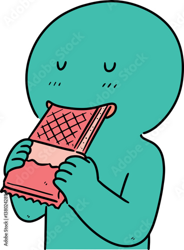 Illustration of man eating wafer

