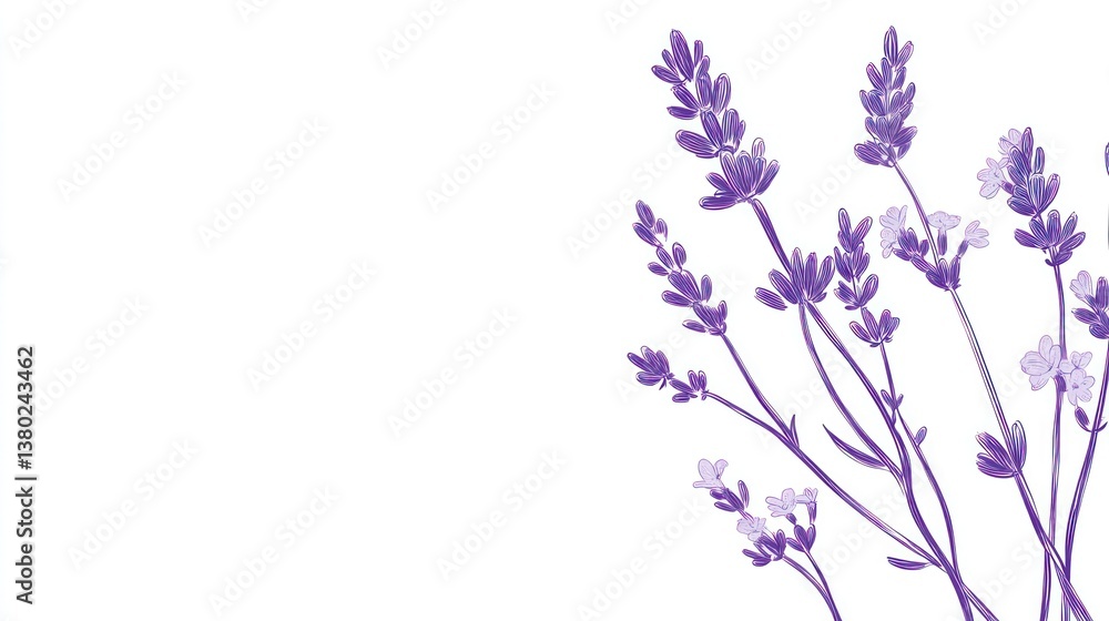 Obraz premium Purple lavender sprigs on white background