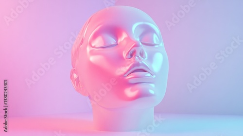 Neon Pink & Blue Female Head, Studio