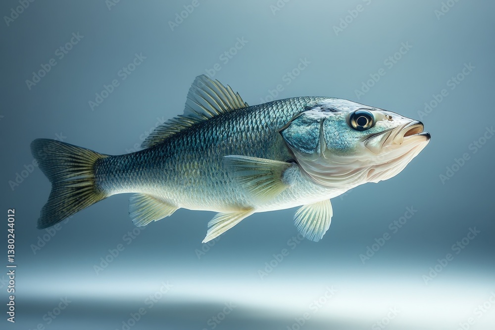 Fototapeta premium A solitary aquatic creature appears to swim gracefully within water