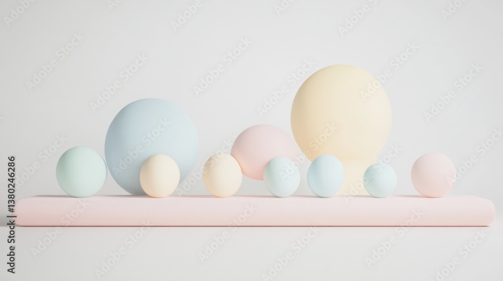 Fototapeta premium Pastel spheres balanced on a platform