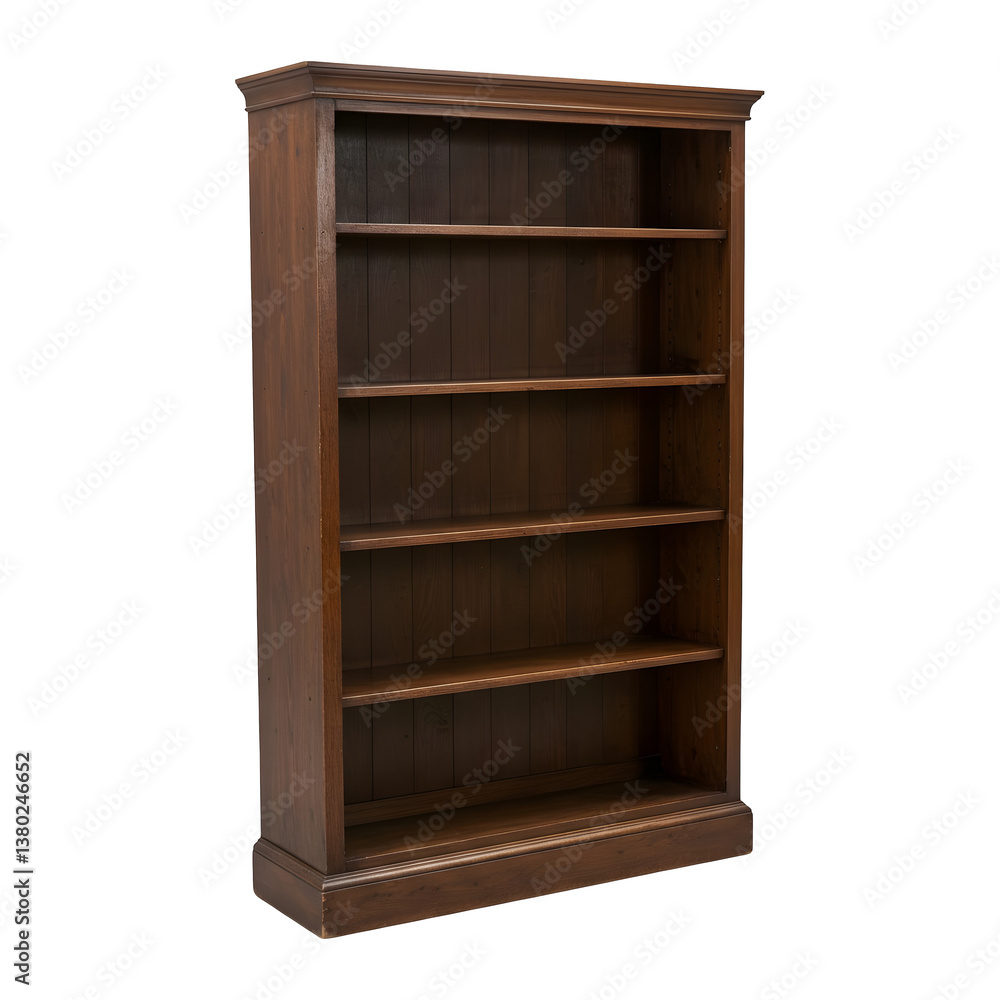 Classic Dark Wood Four-Shelf Bookcase Unit Classic Dark Wood Four-Shelf Bookcase Unit