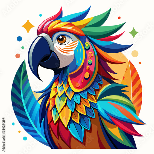Colorful Macaw Parrot Bird Vector Logo Illustration 