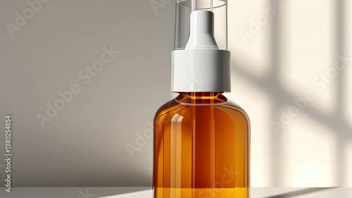 Wallpaper Mural Cosmetic Serum Bottle: A beautifully lit cosmetic serum bottle against a smooth, neutral background, highlighting the product's elegant design and potential use. Torontodigital.ca