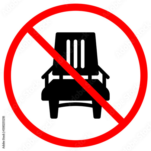 No chair icon black solid with Red Circle and Slash
