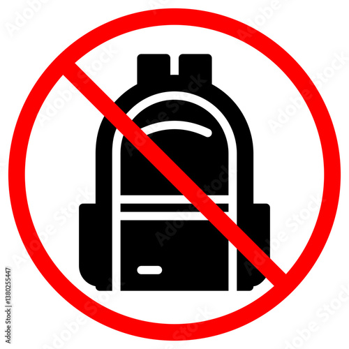 No backpack allowed sign in a red circle with line