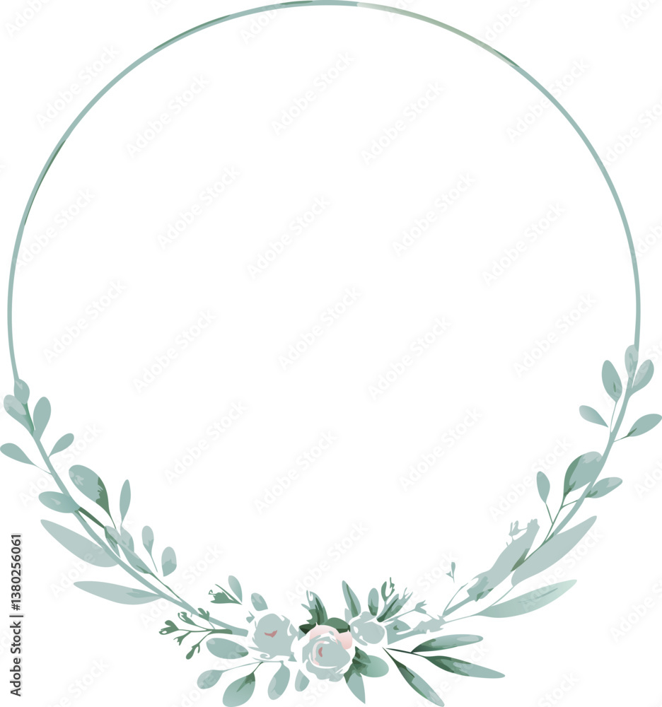 Elegant Circular Floral Frame, Greenery Wreath, Wedding Invitation Design Elegant Circular Floral Frame, Greenery Wreath, Wedding Invitation Design
