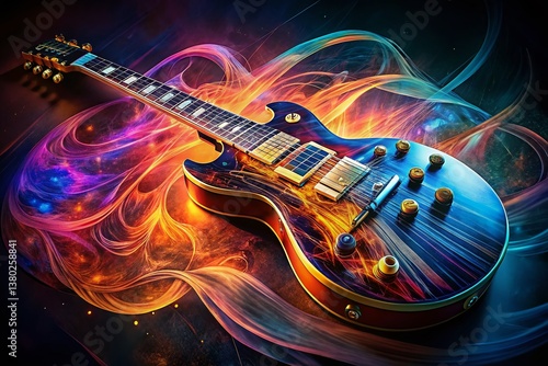 Electric Guitar Light Painting Art: Abstract Musical Instrument Photography