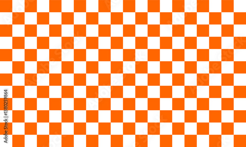 orange and white checkered tablecloth, yellow square block pattern checkerboard style, replete image design for fabric printing