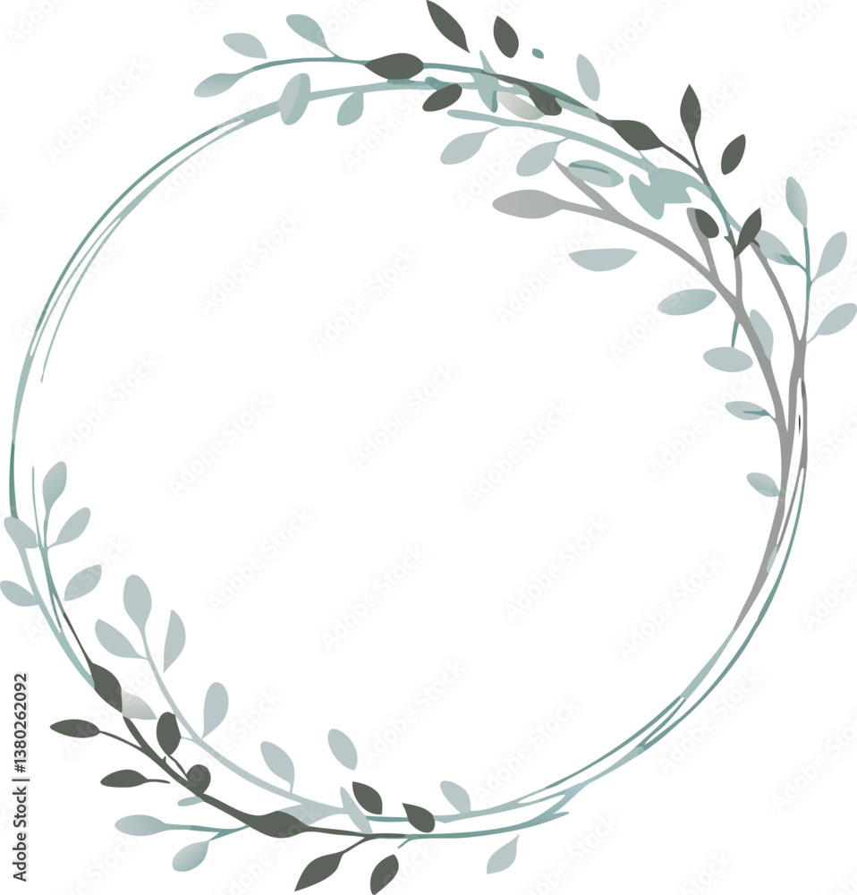 Elegant Floral Wreath Frame Design Greenery, Branches, Leaves Elegant Floral Wreath Frame Design Greenery, Branches, Leaves