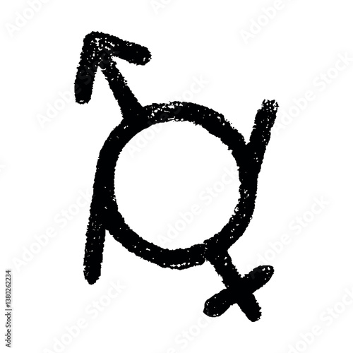 Hand drawn genderfluid (female and male) gender identity icon Symbol used to represent sex and gender
