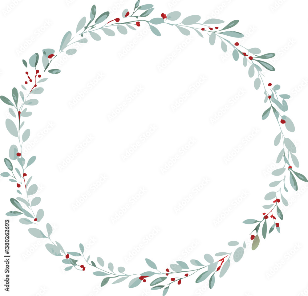 Elegant Greenery Wreath Botanical Circle Frame Design Element Elegant Greenery Wreath Botanical Circle Frame Design Element