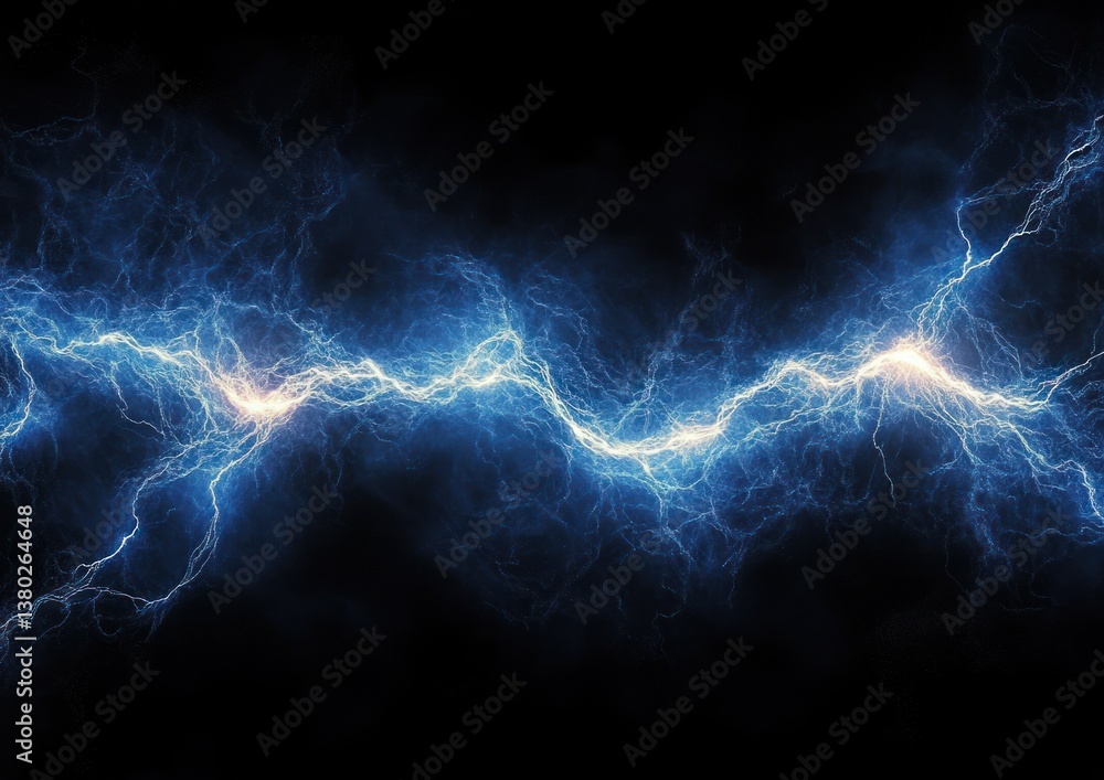 Electric Energy Fractal Light Modern Abstract Illustration with Blue Lightning Effect in Dark Background Electric Energy Fractal Light Modern Abstract Illustration with Blue Lightning Effect in Dark Background