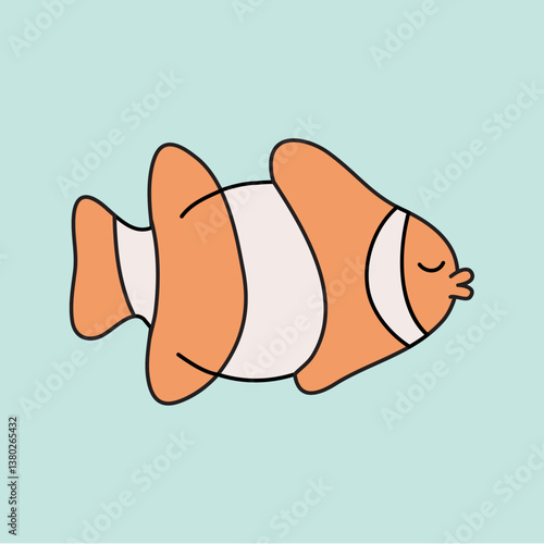 Pastel Clownfish in Water Illustration
