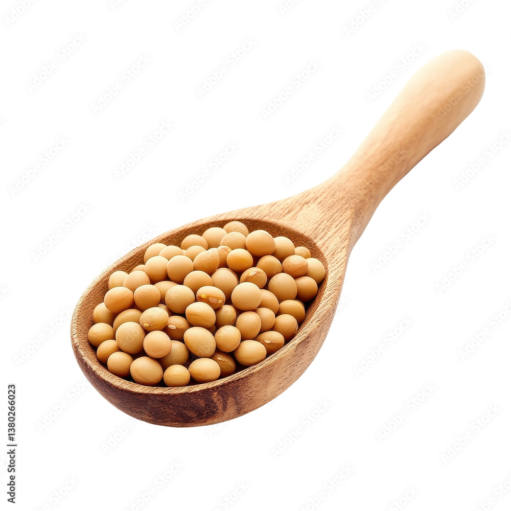 Soy beans in a wooden spoon on a Transparent background showcasing natural food ingredients, Soy beans in wood spoon isolated on PNG background Soy beans in a wooden spoon on a Transparent background showcasing natural food ingredients, Soy beans in wood spoon isolated on PNG background