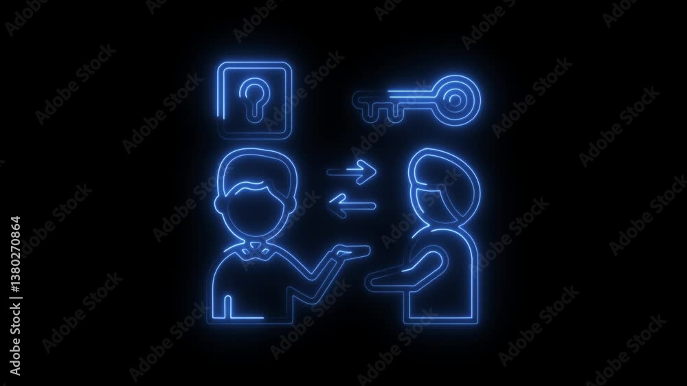 Glowing neon conflict resolution icon isolated on black background. HD Video motion graphic animation Glowing neon conflict resolution icon isolated on black background. HD Video motion graphic animation