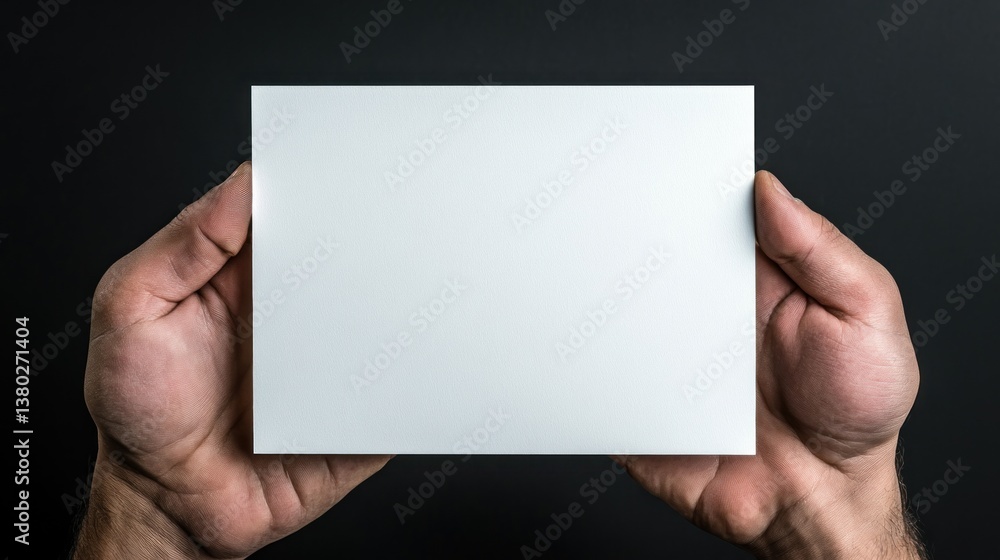 Blank White Card Held in Hands, Mockup Design Blank White Card Held in Hands, Mockup Design