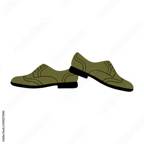 Pair of oxford shoes. Male and female formal footwear, trendy lace up brogues with flat sole, modern fashion comfortable models. Vector cartoon illustration