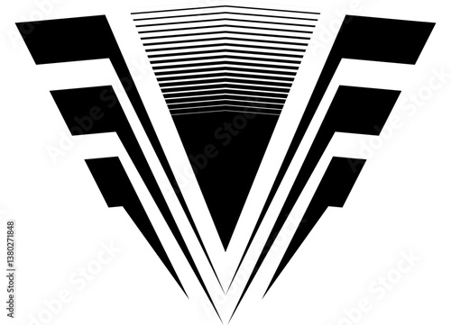 Sporty design element from black lines on a white background.  Black and white striped pattern. Base for sportswear, posters, toys, 
 advertising, packaging. Vector background, logo