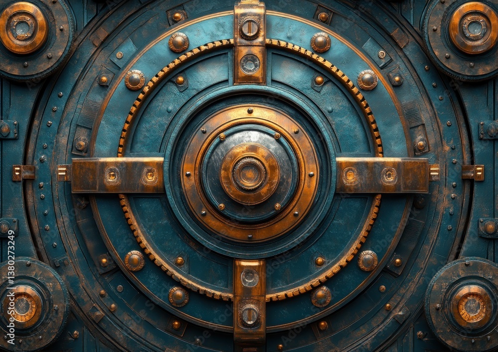 Fototapeta premium Steampunk Mechanical Art Gears and Cogs with Radial Symmetry and Chiaroscuro Effects