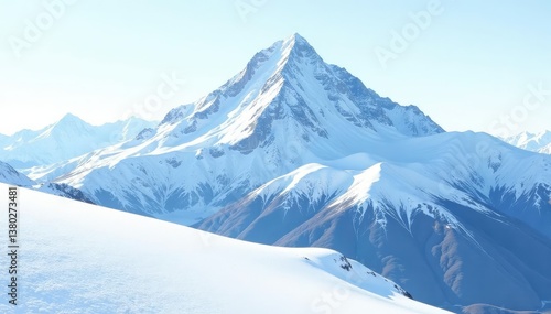 Wallpaper Mural Snow-covered mountain peak, pristine white landscape, background, majestic, snow Torontodigital.ca