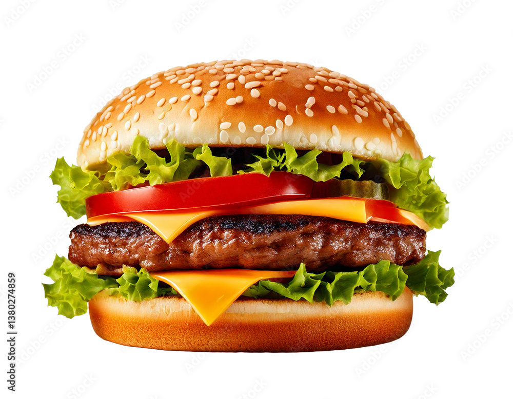 hamburger or burger with cheese and vegetables isolated on white background, image ai generate
hamburger or burger with cheese and vegetables isolated on white background, image ai generate