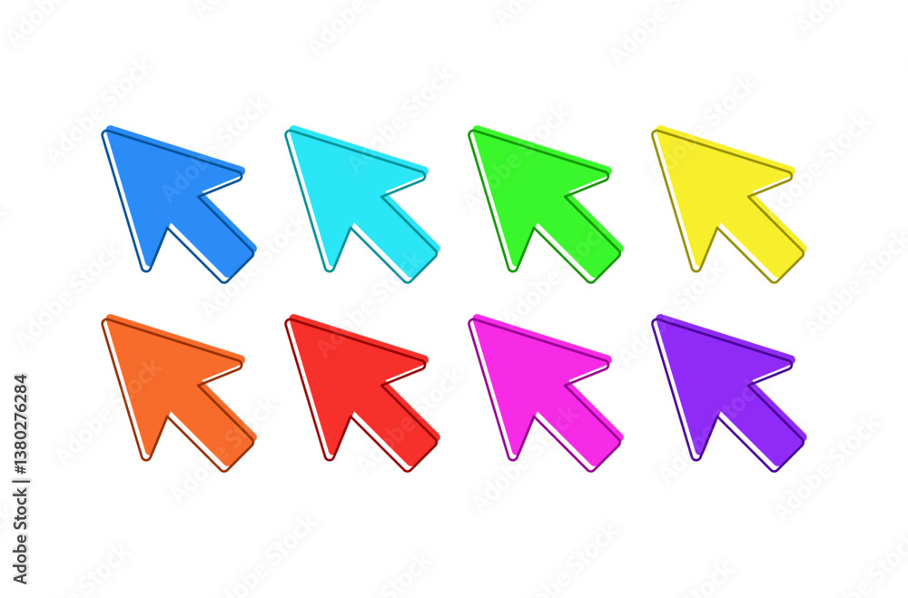 Fototapeta premium Colorful cursor icon set.