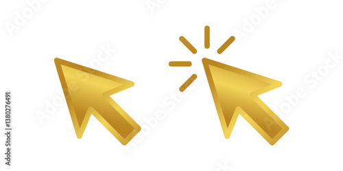 Golden cursor icon set.