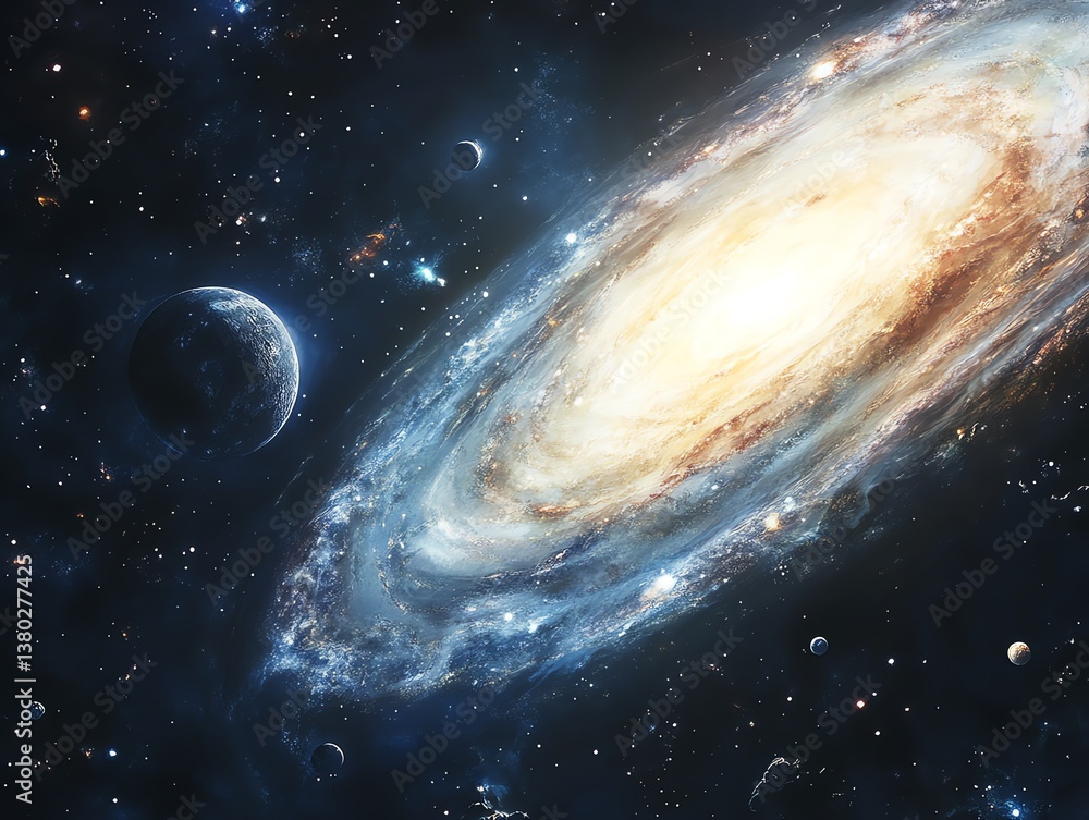 Obraz premium A galaxy asteriods atrs planets