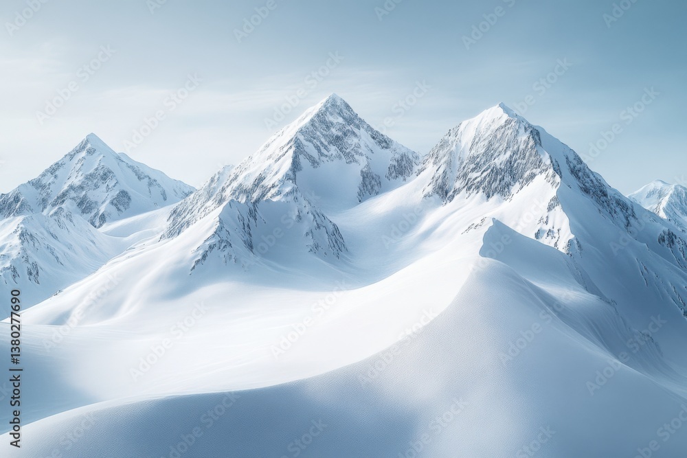 Snowy Mountain Peaks, icy surface and high-altitude elevation, natural outdoors and extreme terrain